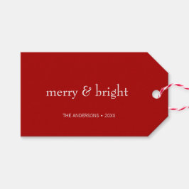 Modern Merry & Bright Red-jul-Helgdag Presentetikett