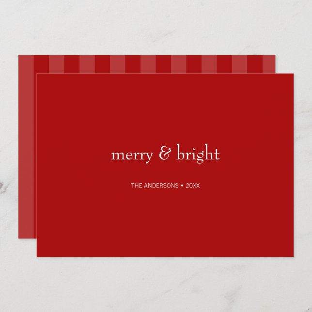 Modern Merry & Bright Red-jul Julkort (Fram/baksida)