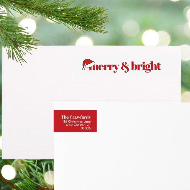 Modern Merry & Bright Red-Returadress under julen Etikettband (Skapare uppladdad)