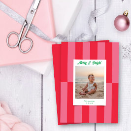 Modern Merry & Bright Red & Rosa Rand jul Julkort