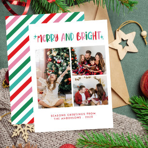 Modern merry & Bright Retro Colorful jul Julkort