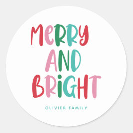 Modern Merry & Bright Retro Colorful jul Ki Runt Klistermärke
