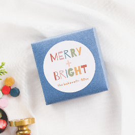 Modern merry && Bright-Roligt färgstark Runt Klistermärke
