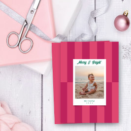 Modern Merry & Bright Rosa Rand jul Julkort