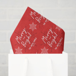 Modern Merry & Bright Script Snowflakes Christmas 