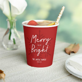 Modern Merry & Bright Script Snowflakes Christmas 