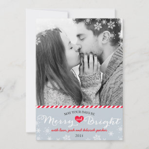 Modern Merry & Bright Snöflingor Helgdag Photo Julkort