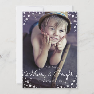 Modern Merry & Bright Snowflake-Helgdag-fotokort Julkort