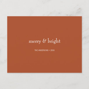 Modern Merry & Bright Terracotta-jul Helg Vykort