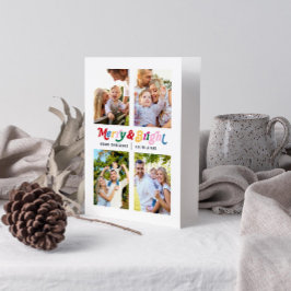 Modern merry & BrightStor 4-foto med färg och ljus Kort
