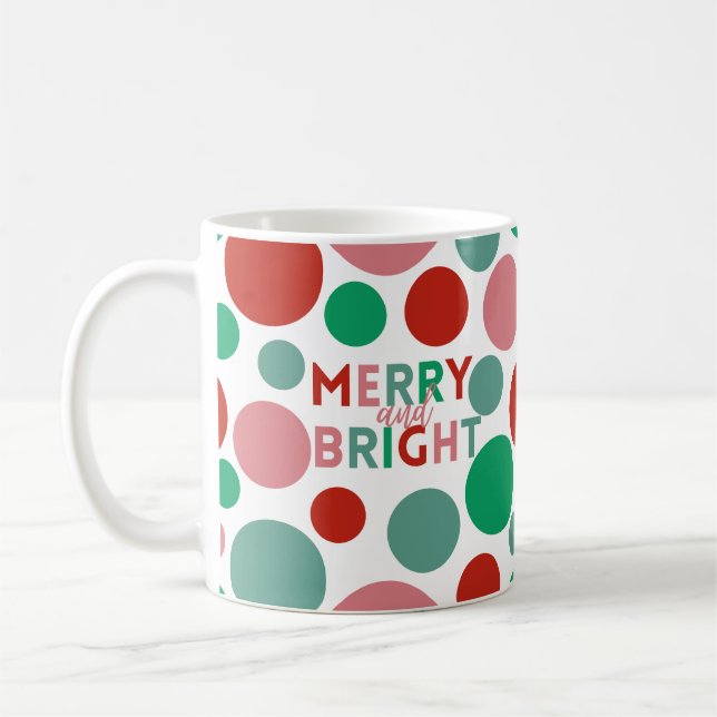 Modern Merry & BrightStor Polka Dot Mönster Kaffemugg (Vänster)
