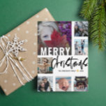 Modern Merry Christmas 7 Photo Collage Script<br><div class="desc">Modern and simple Christmas greetings card. Merry Christmas text is in a hand written typography,  with 7 photo placements  Customize this template with your unique information.</div>