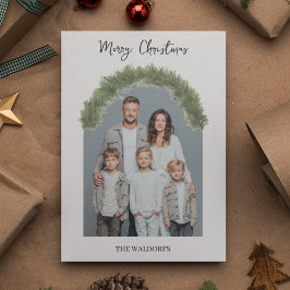 Modern Merry Christmas Family Photo Card Julkort