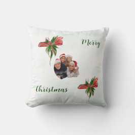 Modern merry Christmas family photo pillow  Kudde