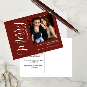 Modern Merry Christmas Foto Postkort Minimalisti Meddelande Vykort