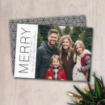 Modern Merry Christmas Foto Svart Vitt Minimal