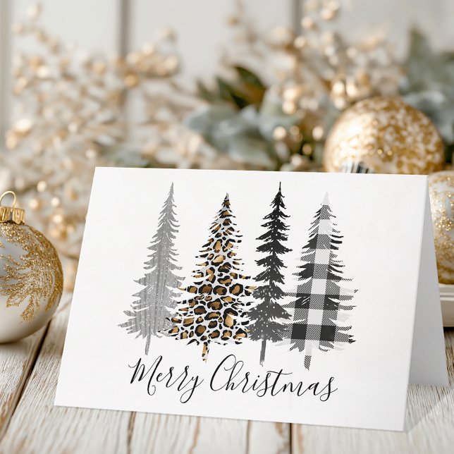 Modern Merry Christmas Högtid Helgkort (Chic Christmas Tree Card)