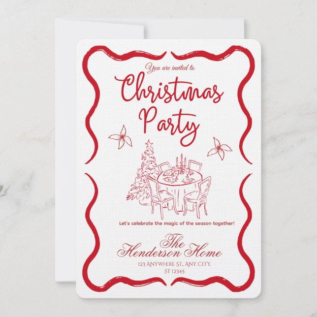 Modern Merry Christmas Party Invitation Inbjudningar (Framsida)