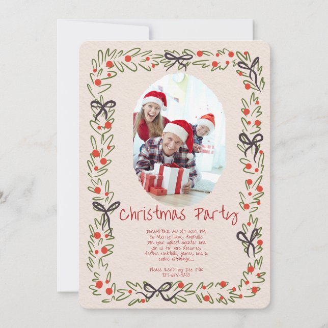 Modern Merry Christmas Party Invitation Inbjudningar (Framsida)