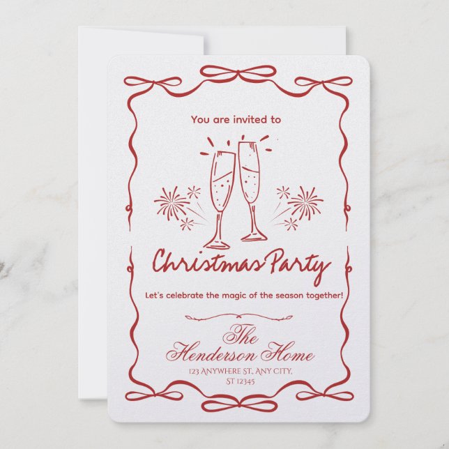 Modern Merry Christmas Party Invitation Inbjudningar (Framsida)