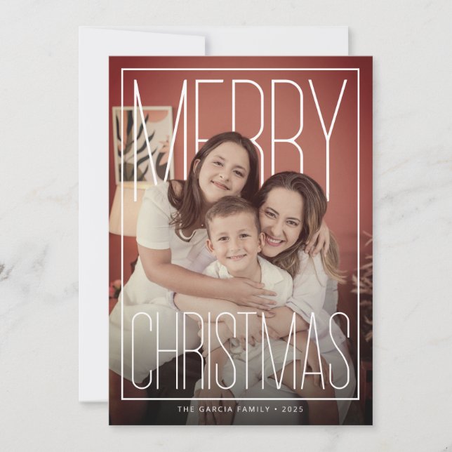 Modern Merry Christmas Photo Card Julkort (Framsida)