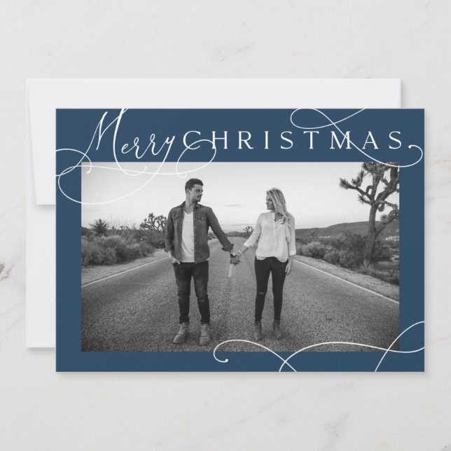 Modern Merry Christmas Photo Card Julkort (Framsida)