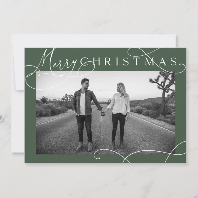 Modern Merry Christmas Photo Card Julkort (Framsida)