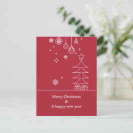 Modern Merry Christmas Red White Helg Vykort