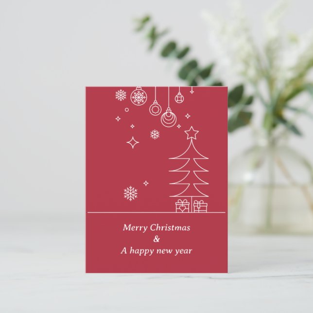 Modern Merry Christmas Red White Helg Vykort (Stående Fram)