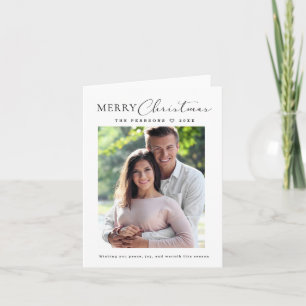 Modern Merry Christmas Script Foto Minimalistisk Helgkort