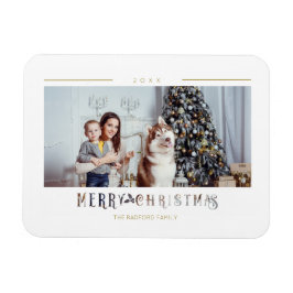 Modern Merry Christmas Typografi Anpassad Foto Magnet