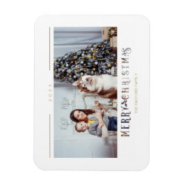 Modern Merry Christmas Typografi Anpassad Foto Magnet