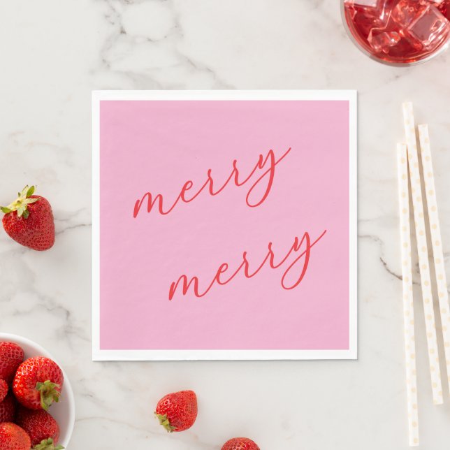 Modern Merry Elegant Script jul HolidayParty Pappersservett (Insitu)