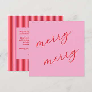 Modern Merry Elegant Script Jul Rosa & Röd Julkort