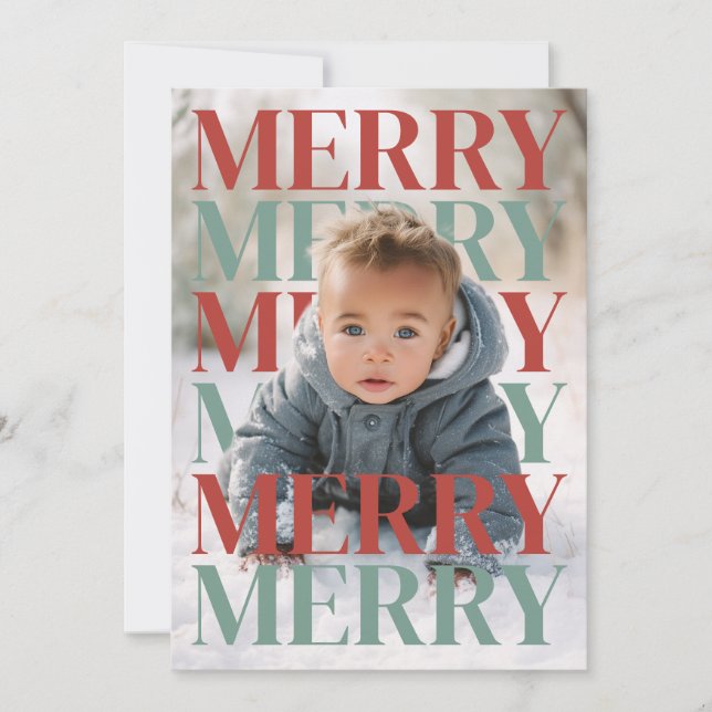 Modern Merry Holiday Photo Card Julkort (Framsida)