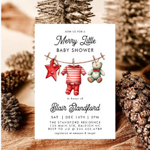 Modern Merry Little jul Baby Shower Inbjudningar