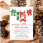 Modern Merry Little jul Santa Baby Shower Inbjudningar<br><div class="desc">Fira säsongen med vår Modern Merry Little Santa Baby Shower-inbjudan. Den här festliga inbjudan innehåller en charmerande jultomtsdesign parad med typografi av eleganten, som anger tonen för en mysigt och glatt babydusch som är temat för helgdag. Det varma, glada färg och moderna sättet att utforma det gör det till perfekt...</div>