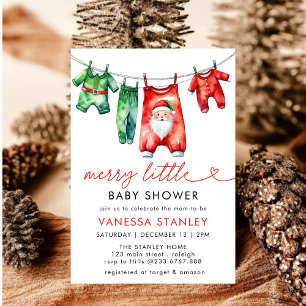 Modern Merry Little jul Santa Baby Shower Inbjudningar