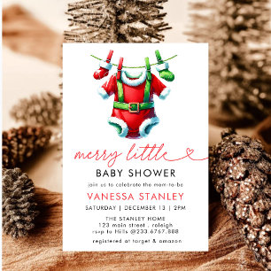 Modern Merry Little jul Santa Baby Shower Inbjudningar
