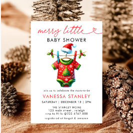 Modern Merry Little jul Santa Baby Shower Inbjudningar