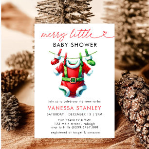 Modern Merry Little jul Santa Baby Shower Inbjudningar