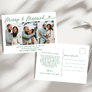Modern Merry & Married Bröllop Photo-jul Helg Vykort