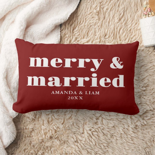 Modern Merry & Married Personlig Red-jul Lumbarkudde (Filt)
