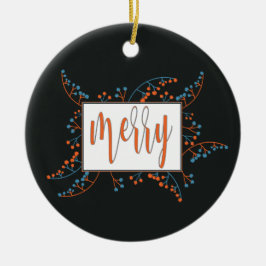 Modern Merry-meddelande orange blåbär jul Julgransprydnad Keramik