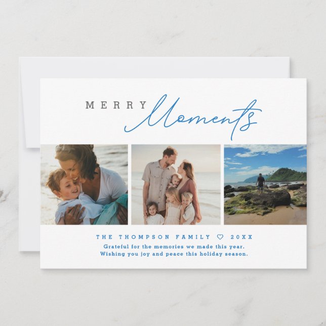 Modern Merry Moments Multi-Photo Beach Holiday Julkort (Framsida)
