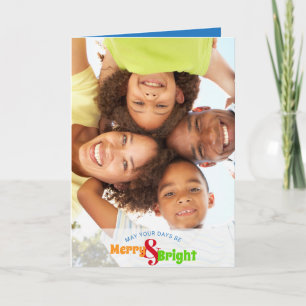 Modern Merry och Bright 2 Photo Colorful Ljus Helgkort
