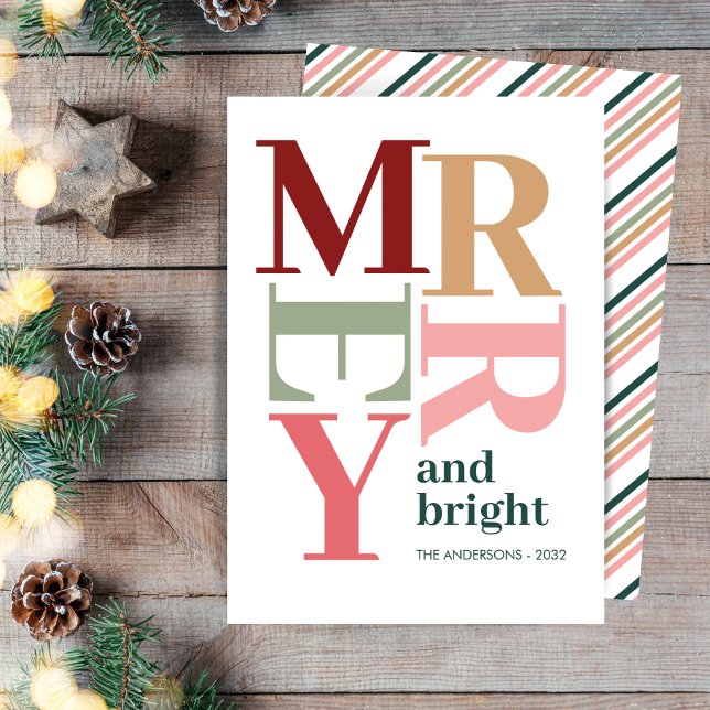 Modern Merry och Bright Anpassningsbar Jul-Helgdag Julkort (Skapare uppladdad)