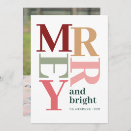 Modern Merry och Bright Anpassningsbar Photo jul Julkort