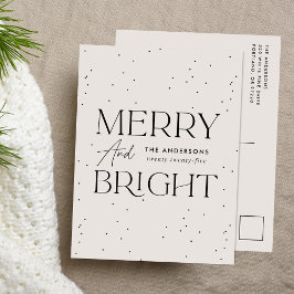 Modern merry och Bright Cream non-Photo Helg Vykort