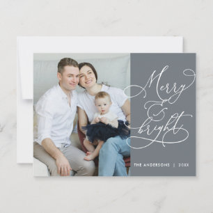 Modern, merry och Bright Family Photo Card Vykort